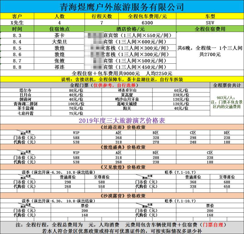 青海大環(huán)線(xiàn)包車(chē)價(jià)格表